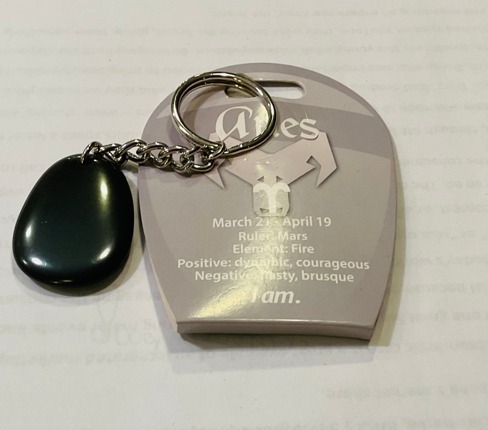 Aries hematite keychain