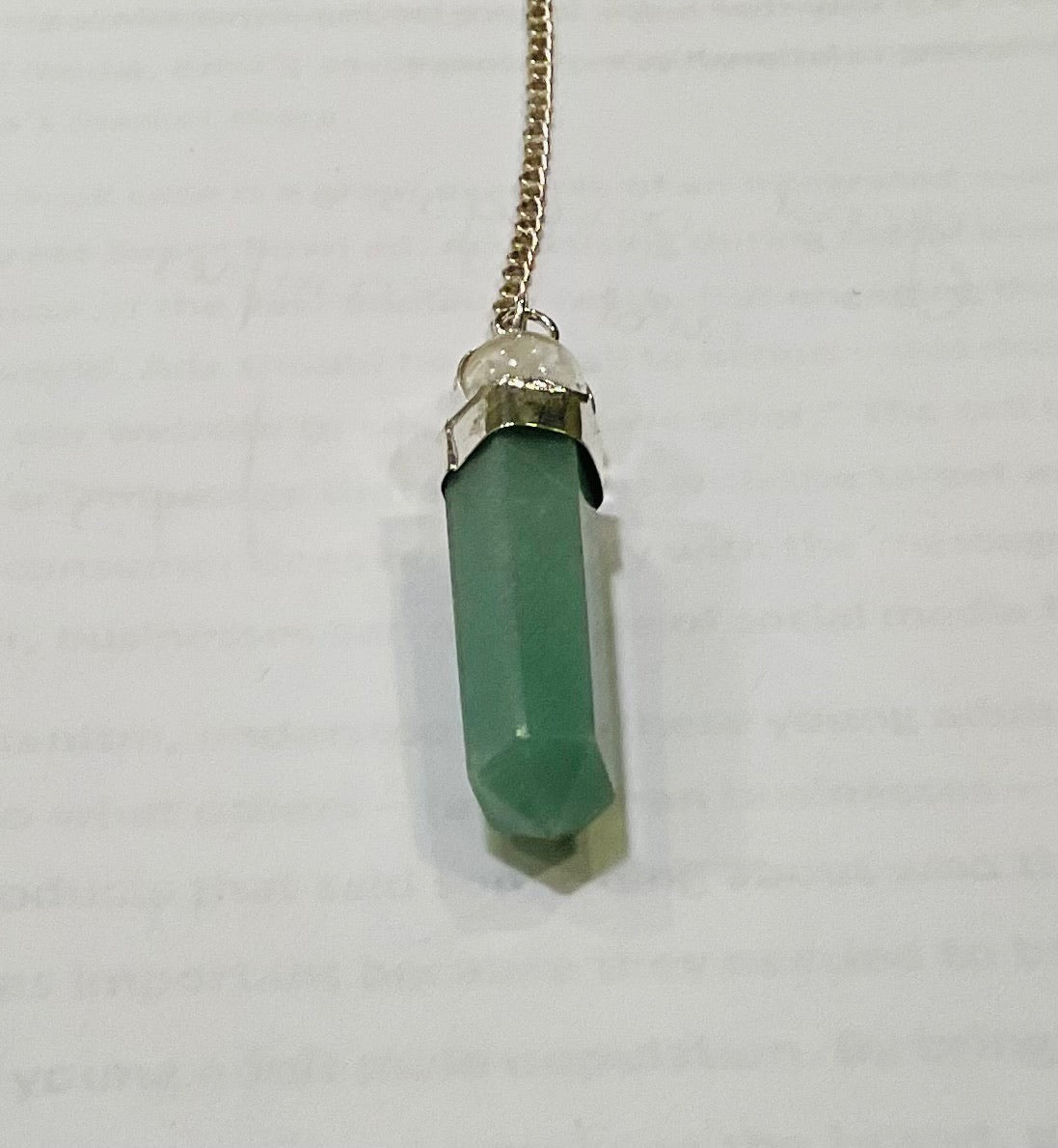 Green aventurine/Quartz pendulum