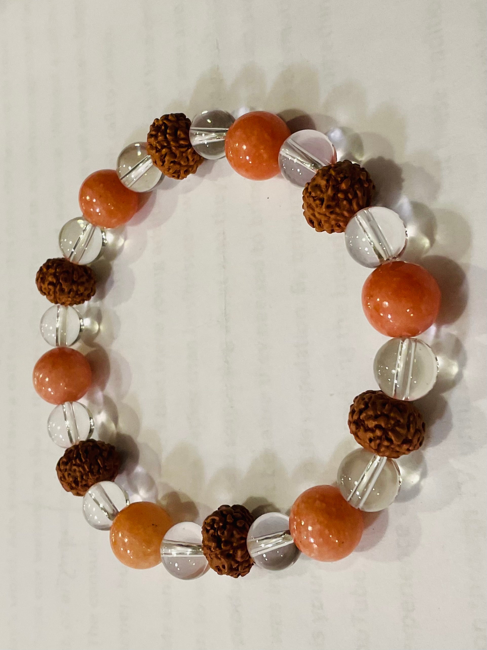 Calcite/Quartz/7mukhi Rudraksha bracelet