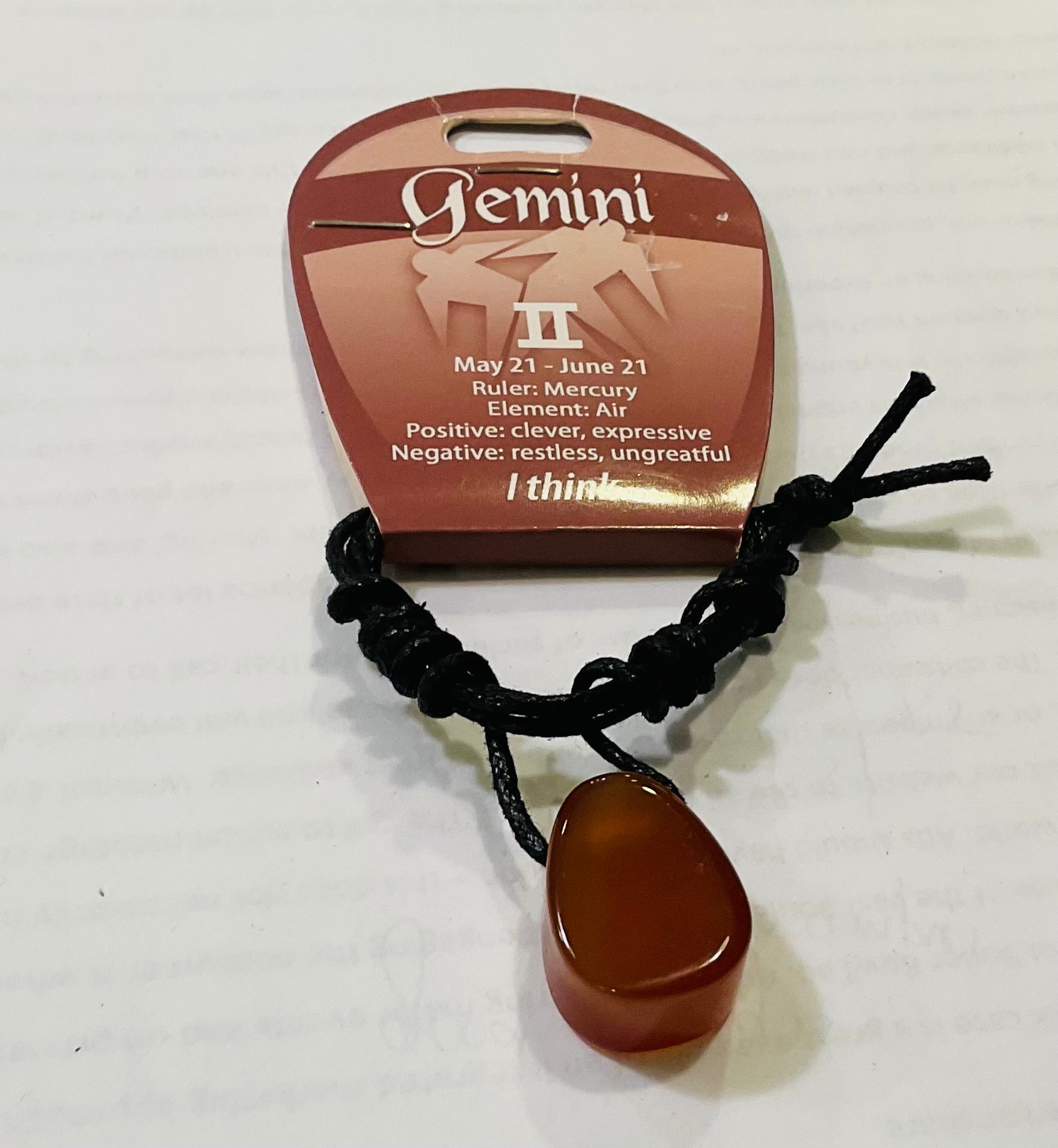 Gemini carnelian pendant
