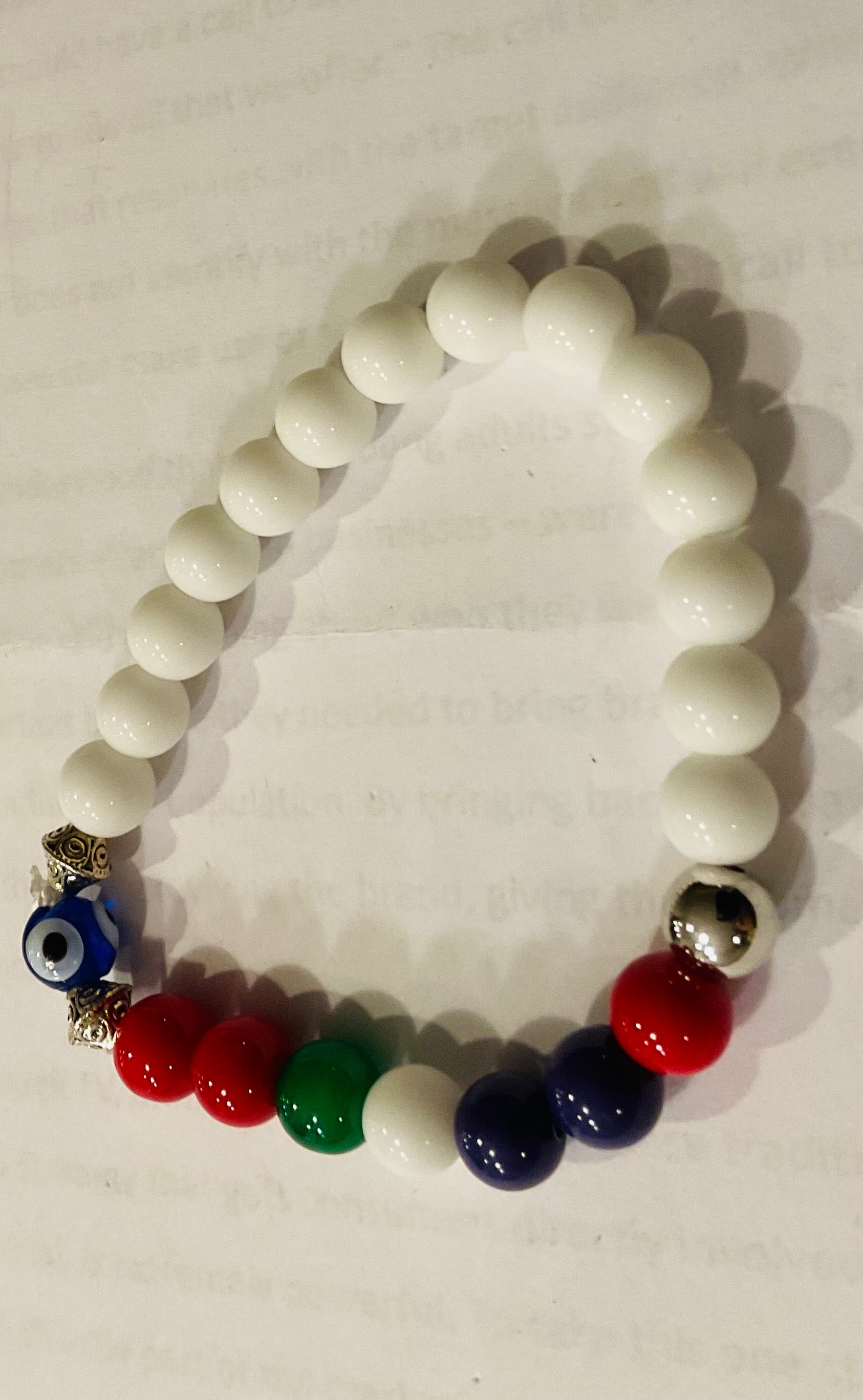 Evil eye white rainbow beads protection bracelet 14