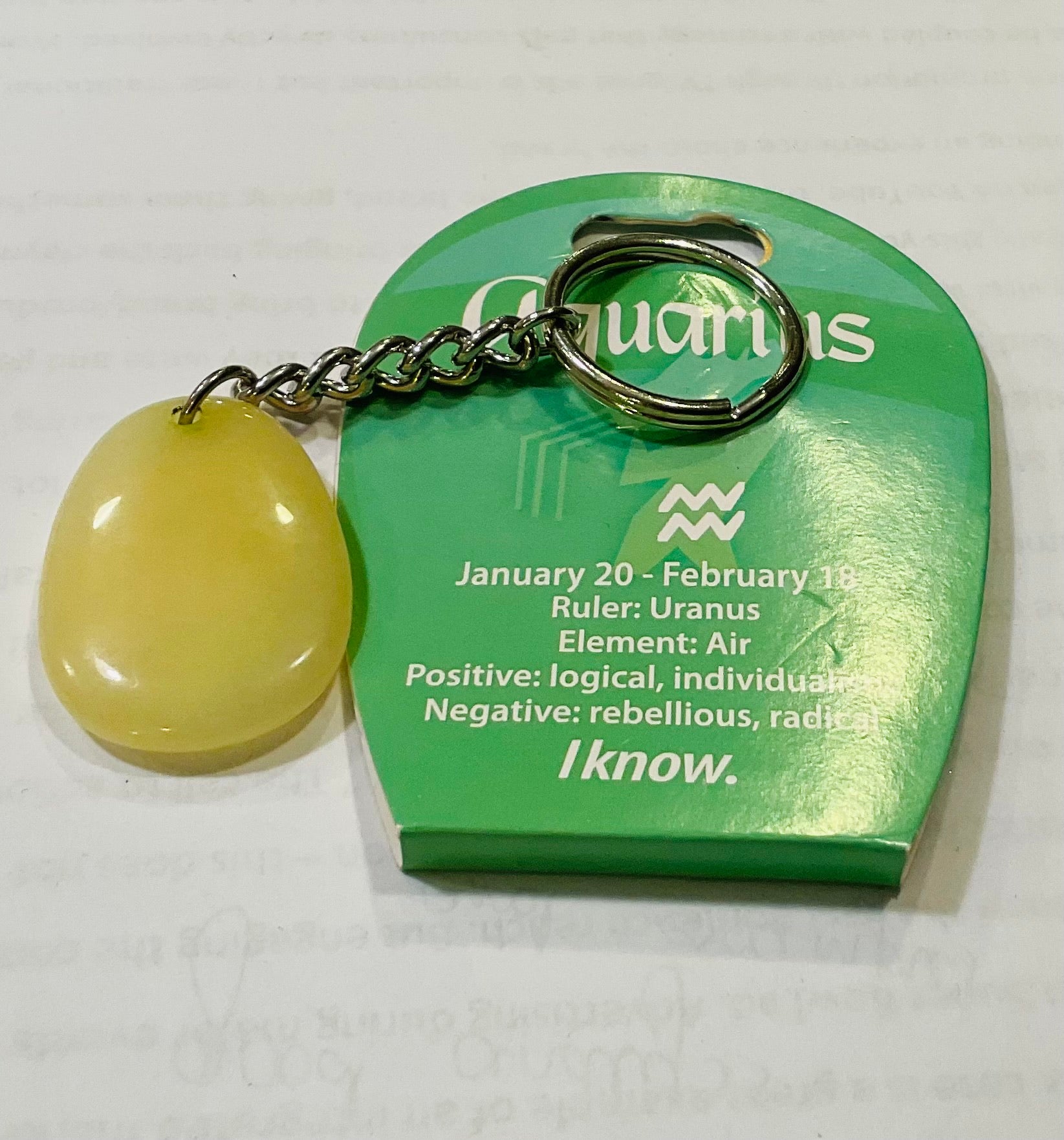 Aquarius new jade keychain