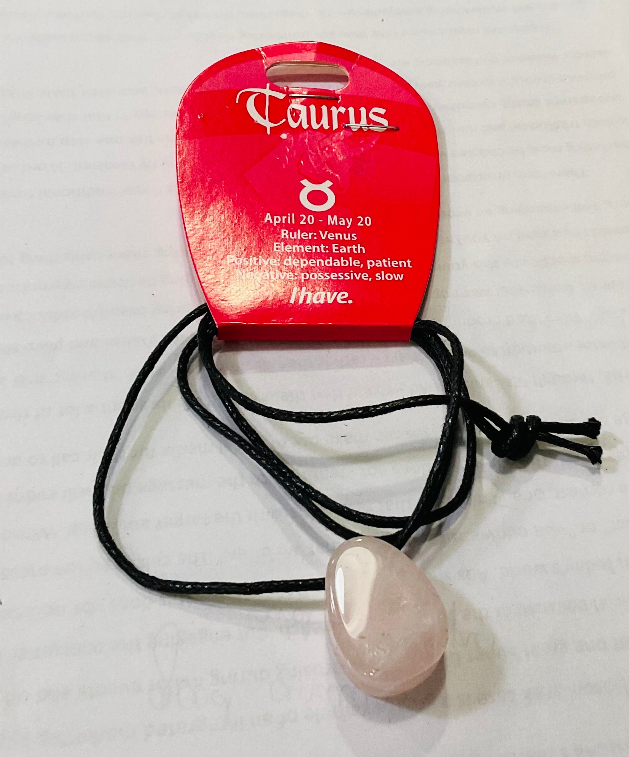 Taurus rose quartz pendant