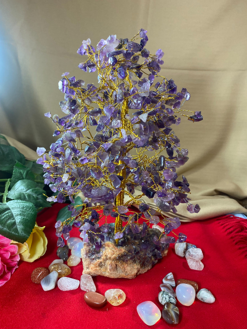 Amethyst Gemstone Tree with Natural Base