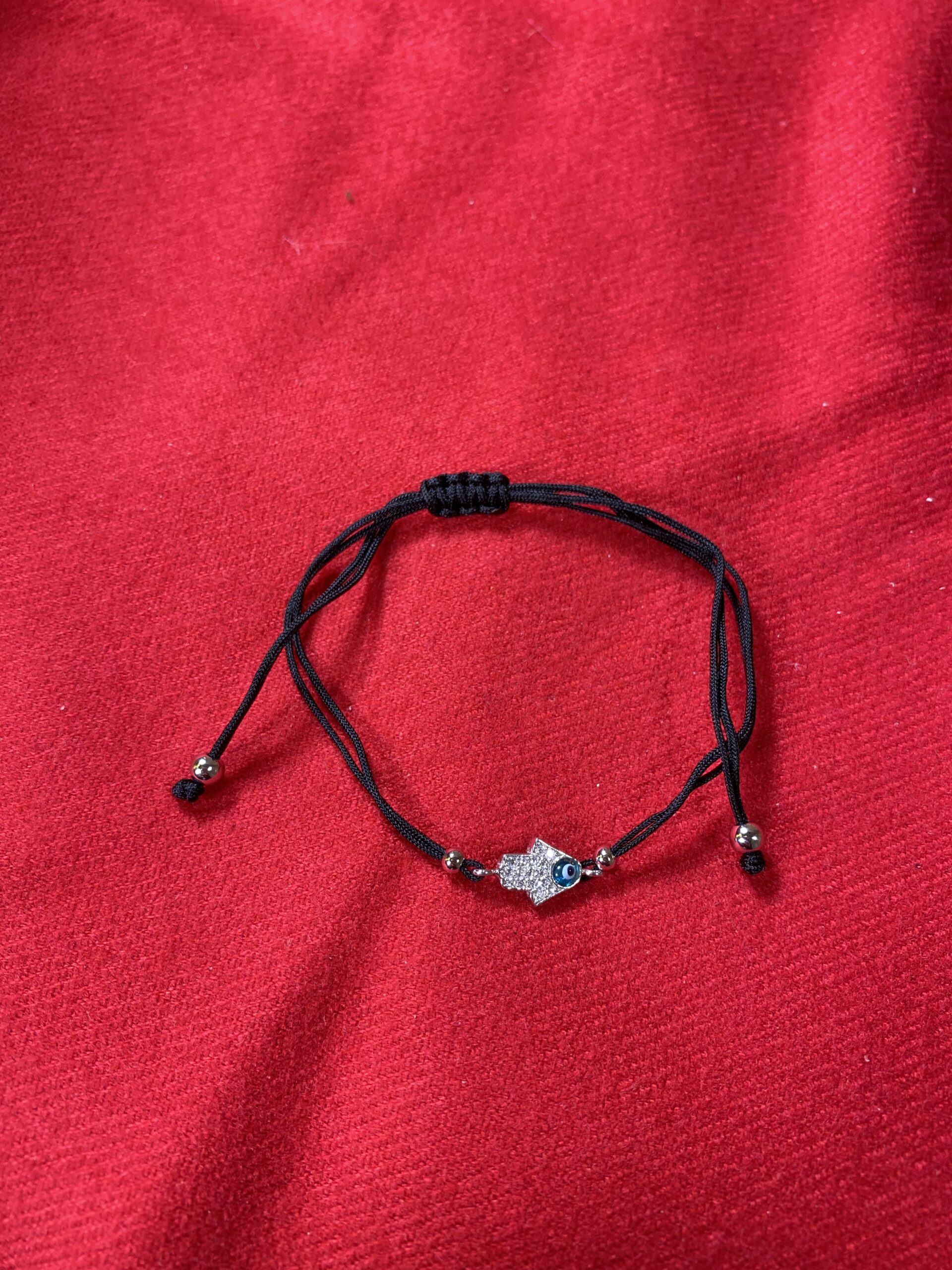 Evil Eye Protection Hamsa Hand Bracelet Sterling Silver C