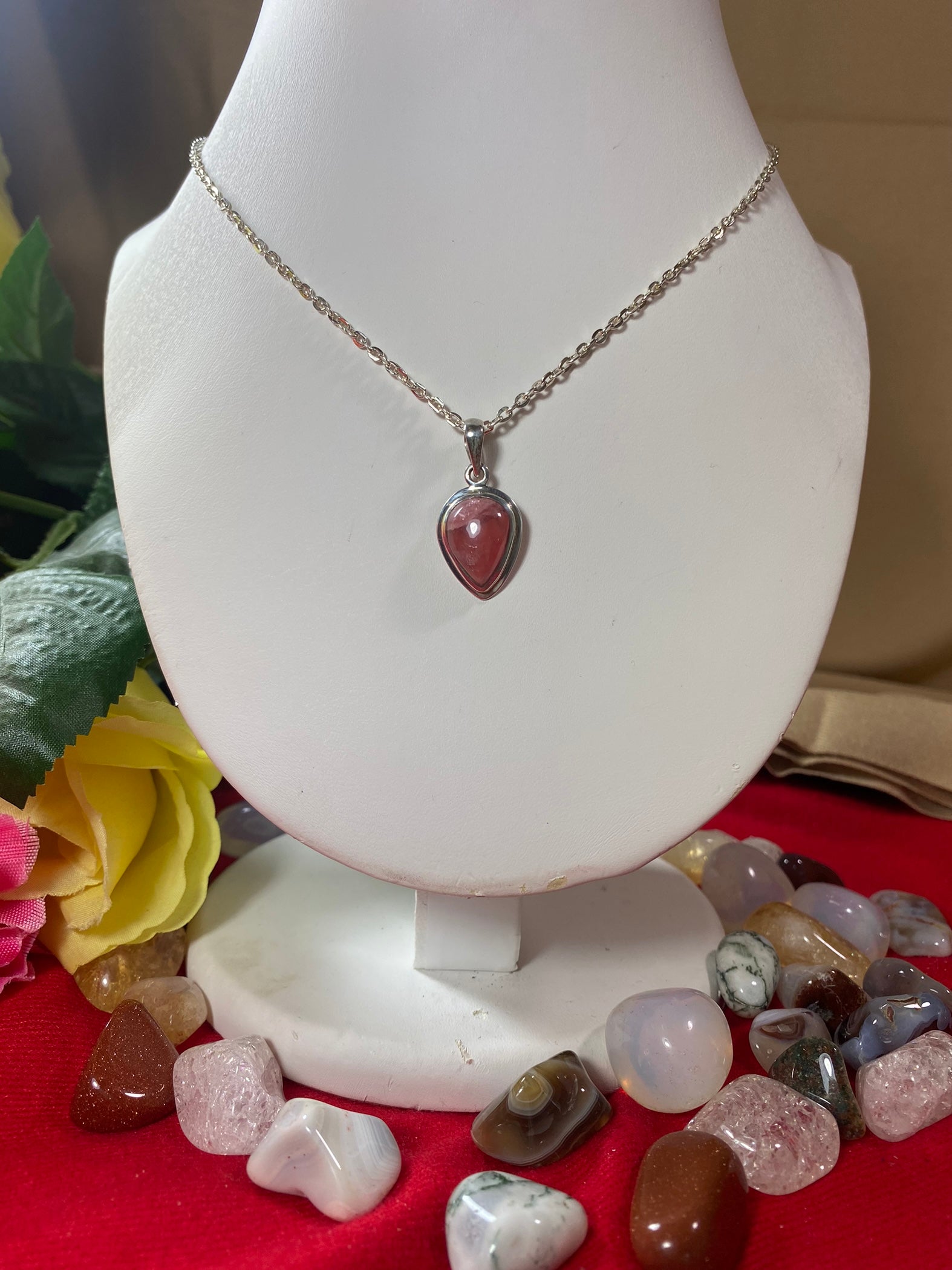 Rhodochrosite design1 , Sterling Silver Pendant