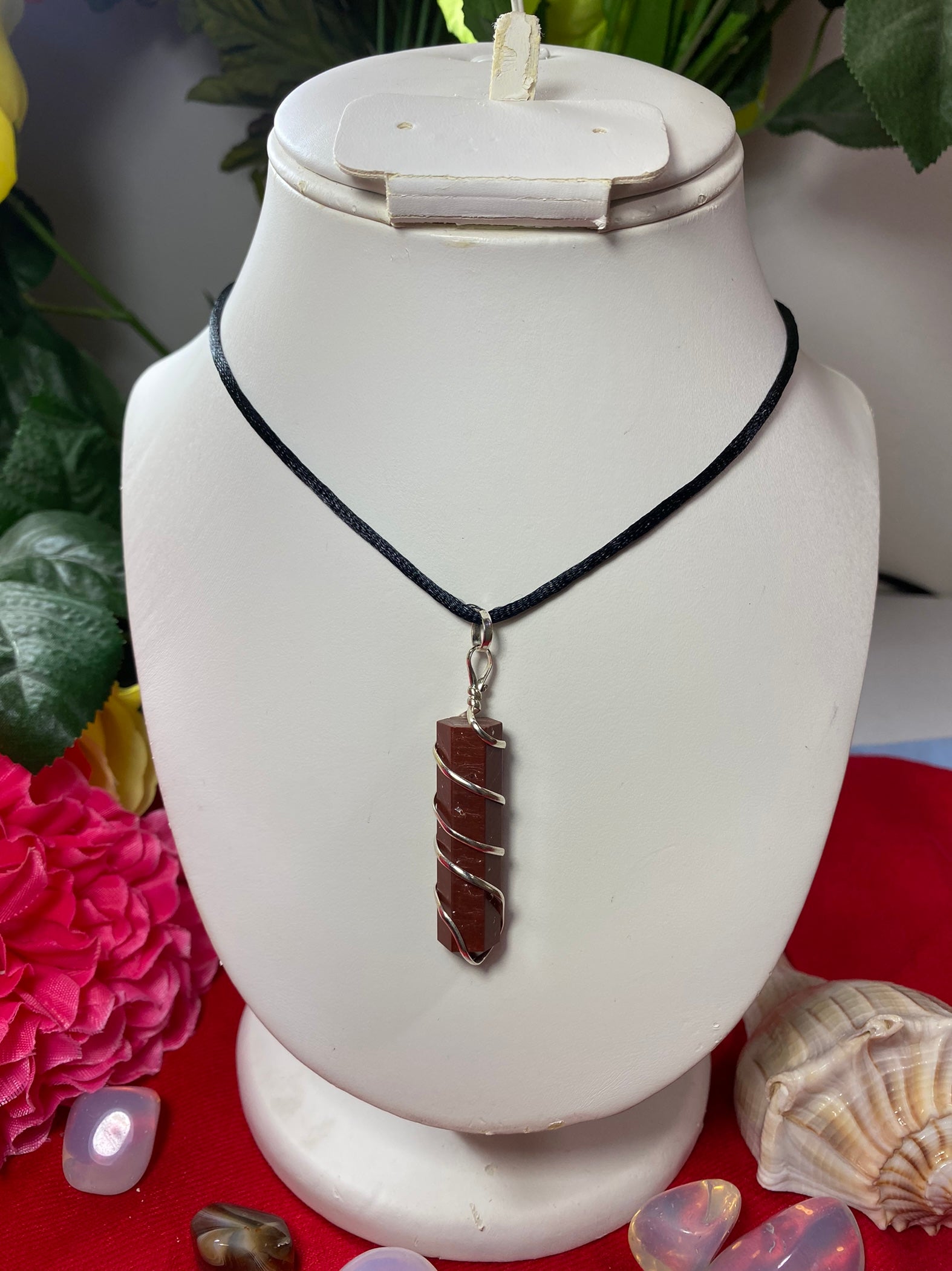 Red Jasper Wrapped Pendant