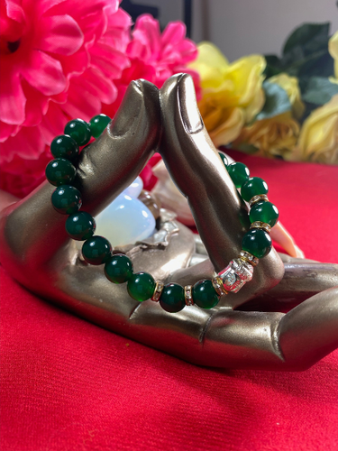 Green Agate Bracelet with Buddha