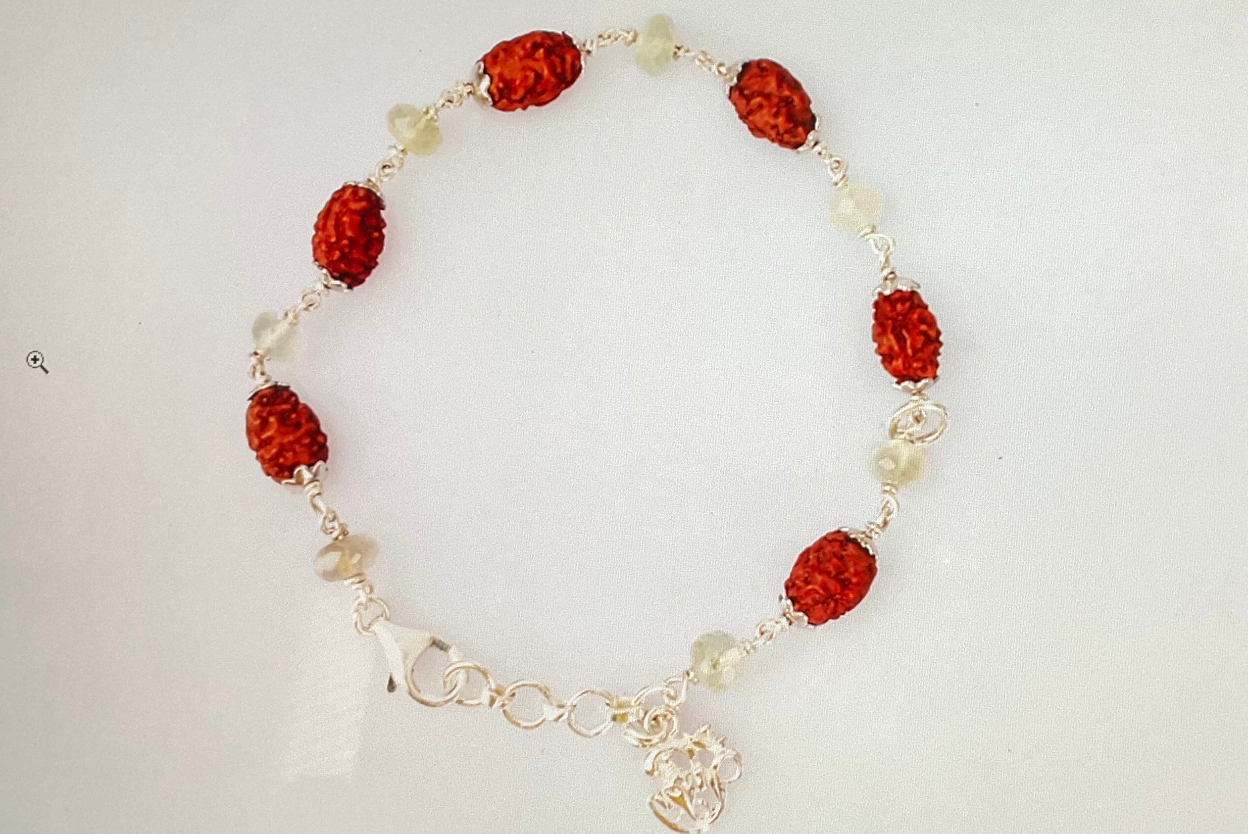 2 mukhi rudraksha with moonstone bracelet